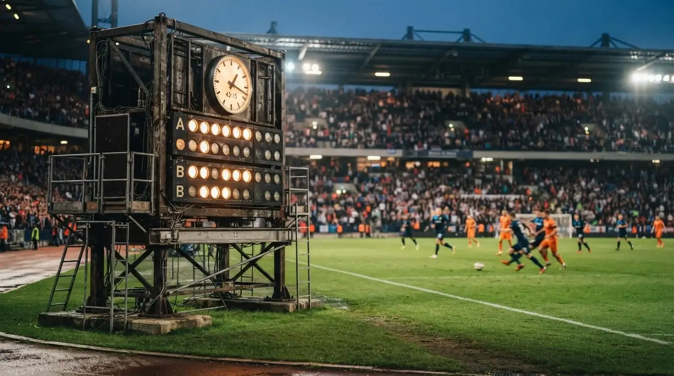 Anzeigetafel mit Spielstand und Spieluhr
